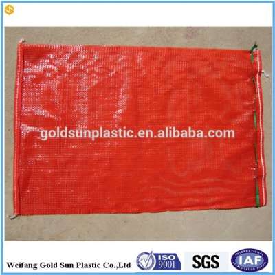 pp mesh bag for packing onion,potato,vegetables with drawstring 50*80cm with high quality